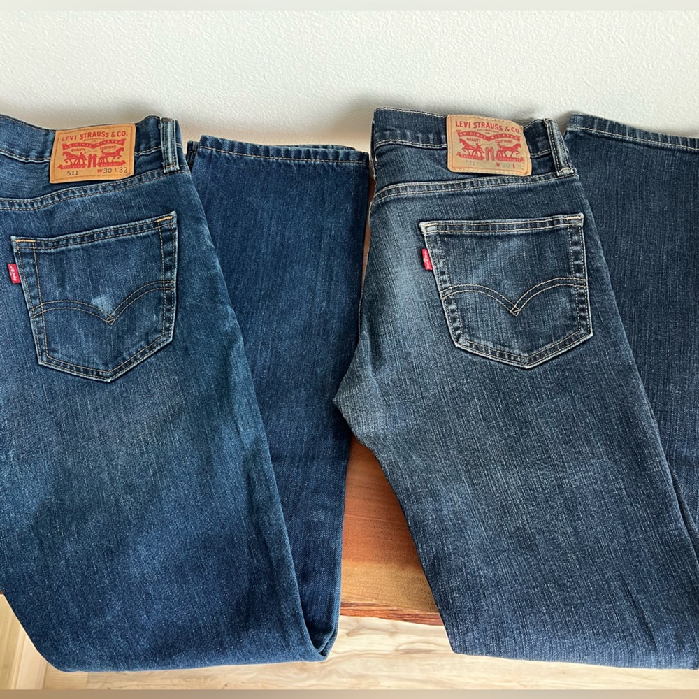 Levi jeans men’s 511 w 30 l 33 lot of 2 blue
